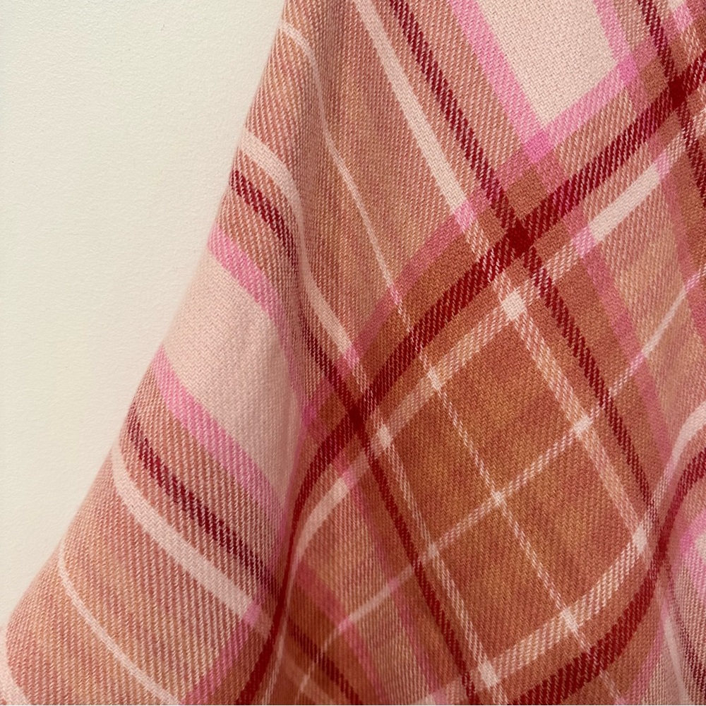 J Crew Pink Plaid Reversible Blanket Poncho Wrap Size M/L NWT - Picture 5 of 9
